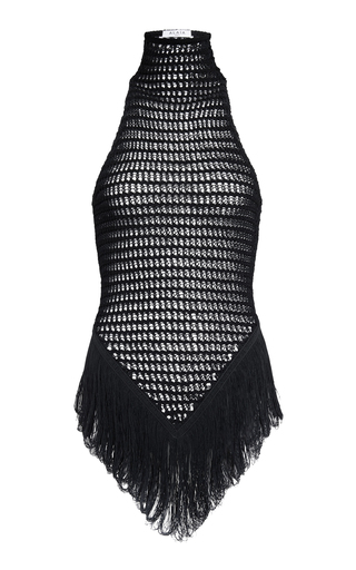 Fringed Crocheted Cotton-Blend Tank Top