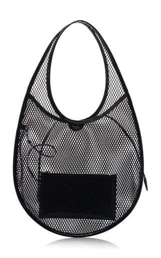 One Piece Medium Leather-Trimmed Mesh Tote Bag