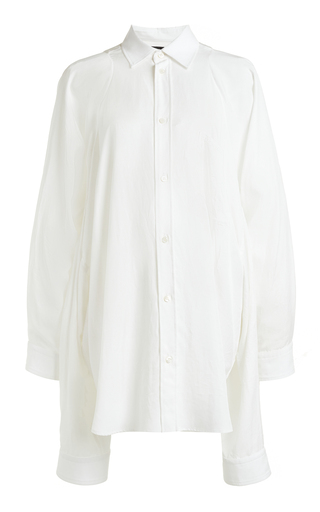 Knotted Cotton Button-Down Shirt 