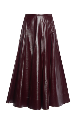 Pleated Leather Maxi Skirt