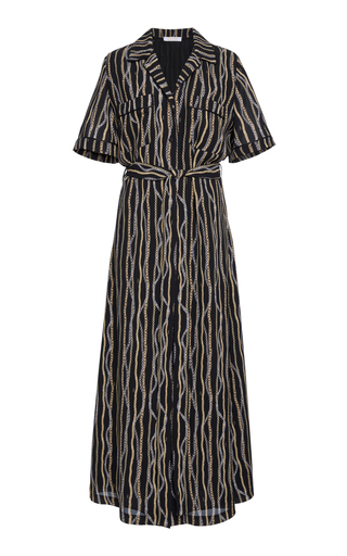 Chain Print Micro Silk Sable Maxi Dress