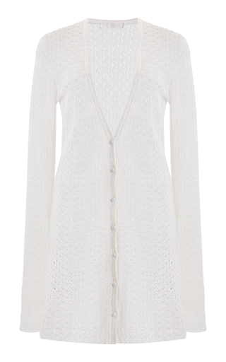 Lace-Knit Silk-Linen Cardigan