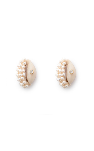 Congo Pearl-Embellished Shell Earrings