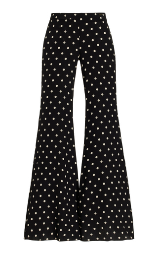 Exclusive Catherine Polka-Dot Deadstock-Silk Flared Pants