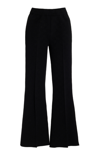 Kick Stretch-Cotton Knit Cropped Flared Pants