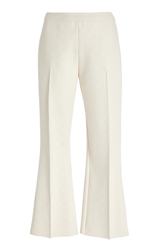 Kick Stretch-Cotton Knit Cropped Flared Pants