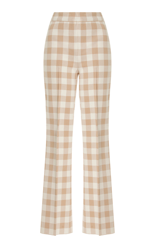 Kick Gingham Stretch-Cotton Knit Cropped Flared Pants