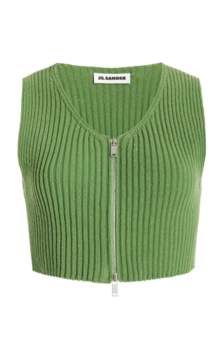 Ribbed Knit Cotton Cropped Vest