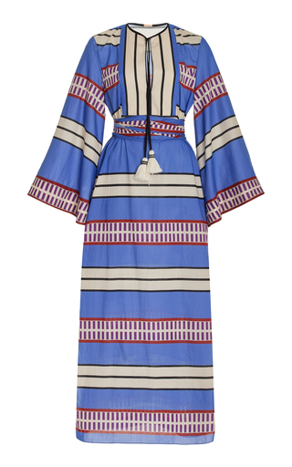 Tropical Palm Cotton Midi Tunic Dress