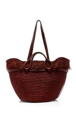 Tropical Enclave Fringed Raffia Tote Bag