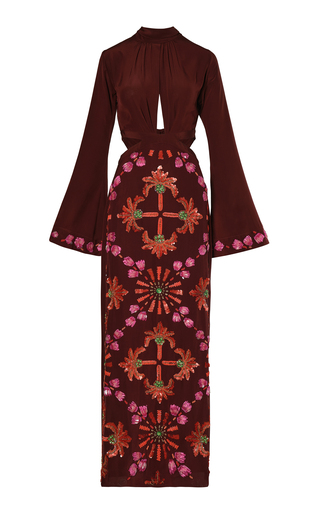 Aurora Mágica Embroidered Silk Maxi Dress