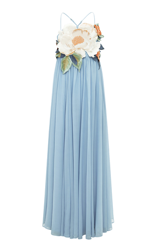 Agnes Floral-Appliquéd Georgette Maxi Dress