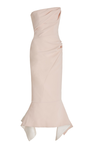 Exclusive Suffix Strapless Crepe Midi Dress