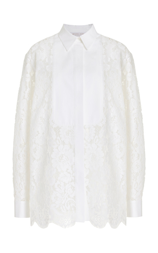 Placket-Detailed Cotton-Blend Lace Shirt