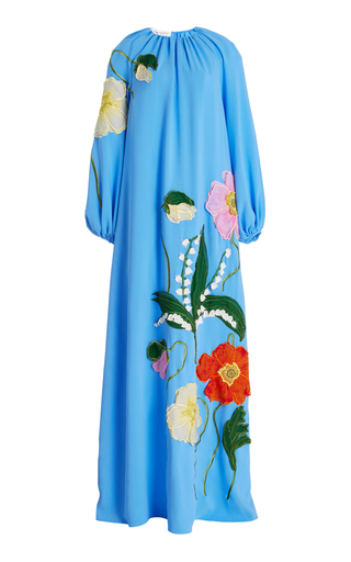 Oversized Embroidered Silk Maxi Dress