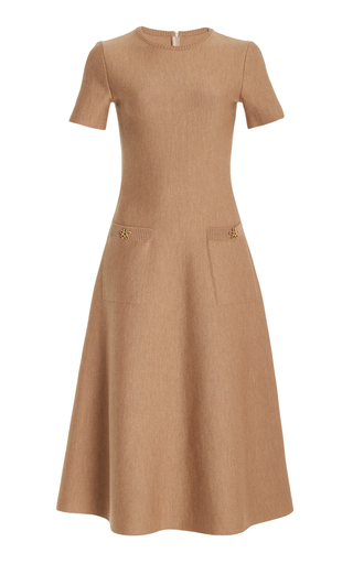 Button-Detailed Wool Midi Dress