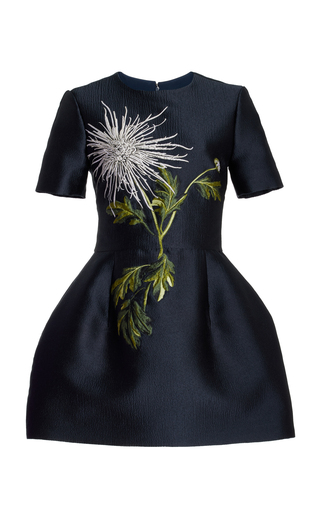 Chrysanthemum-Jacquard Mini Dress