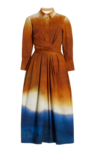 Wrapped Dip-Dyed Cotton Midi Dress