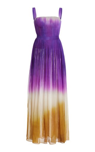 Pleated Ombrè Silk Chiffon Gown