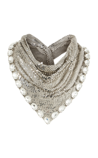 Crystal-Embellished Pixel Mesh Scarf