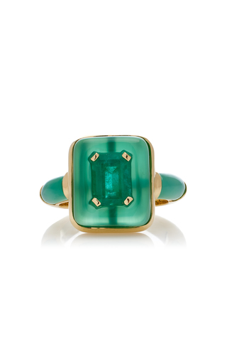 Alix 18K Yellow Gold Emerald, Agate Ring