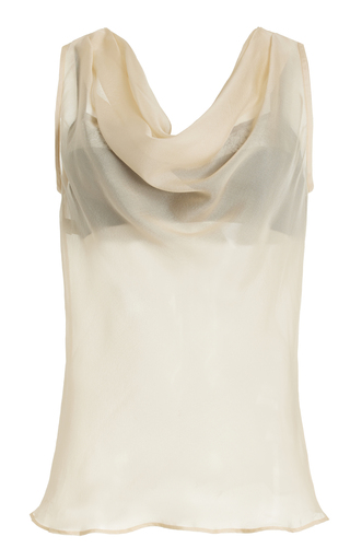 Strobe Bralette-Lined Draped Silk Chiffon Top