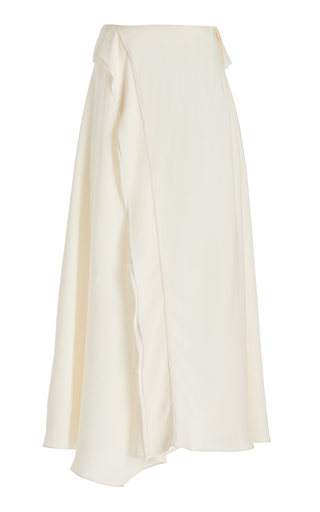 Violette Ruffled Crepe Midi Wrap Skirt